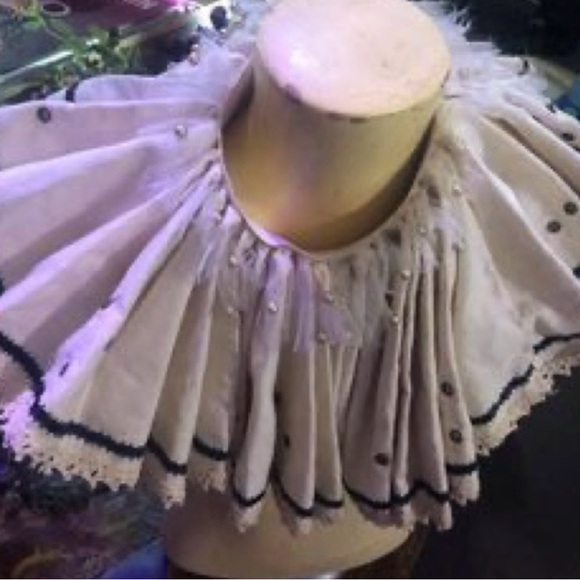 Artist made OOAK Antiqued  Ruffled Ruff Collar, Clown Pierrot, harlequin. - Picture 2 of 11